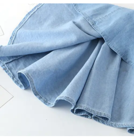 Ensemble d'été en denim haut+jupe pour fille