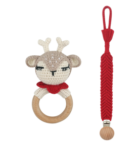 Jouet en bois + attache-tétine