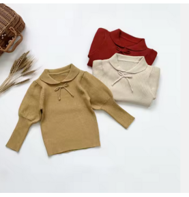 Pull uni fille moutarde