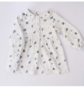 Robe à fleurs bleues en double gaze de coton