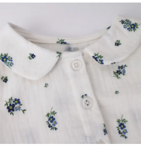 Robe à fleurs bleues en double gaze de coton