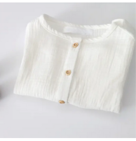 Blouse écru en double gaze de coton Oeko-Tex