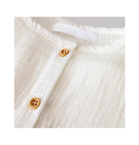 Blouse écru en double gaze de coton Oeko-Tex