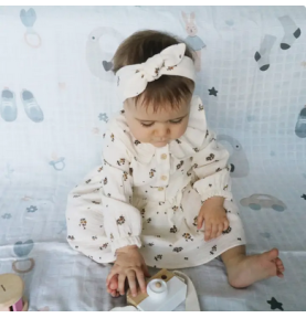 Robe crème à Fleurs marron...