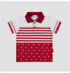Polo rayé rouge garçon en coton