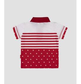 Polo rayé rouge garçon en coton