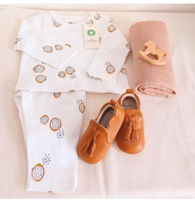 Coffret cadeau de naissance mixte 4 pcs en coton Biologique certifié GOTS