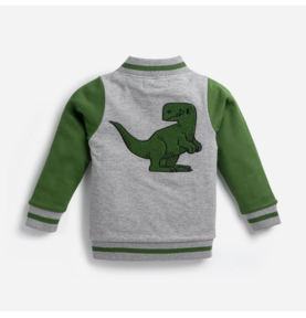 Blouson aviateur bébé zippé en coton biologique Dinosaure
