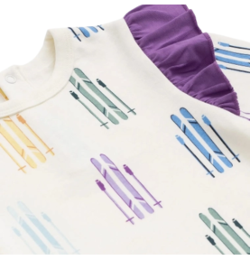 Robe molletonnée manches longues à double volants en coton biologique