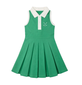 Robe plissée verte en coton biologique