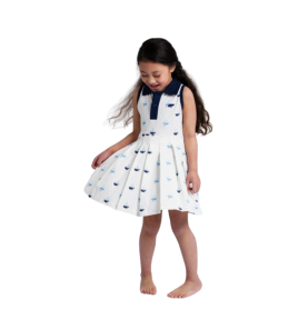 Robe plissée bébé petit bateau en coton biologique
