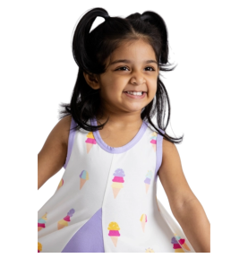 Robe d'été à pli centré motifs glaces en coton biologique