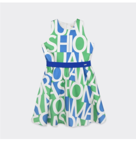 Robe imprimée unique bleu et vert
