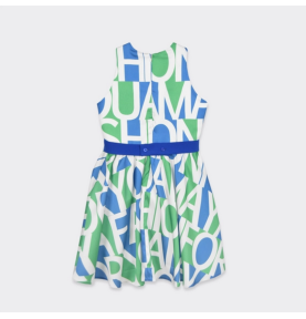 Robe imprimée unique bleu et vert