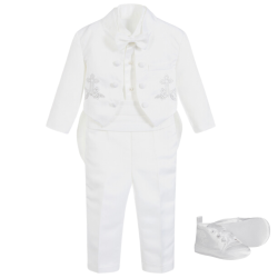 Costume Bébé Garçon Baptême/mariage - Ensemble 3 Pièces : Chemise Manches Courtes, Gilet, Short - Taille 9-12 Mois à 7-8 Ans - Style Gentleman