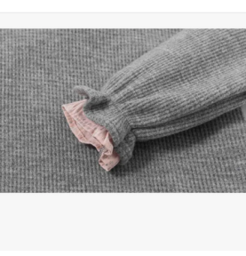 Robe d'hiver grise pour fille à volants roses